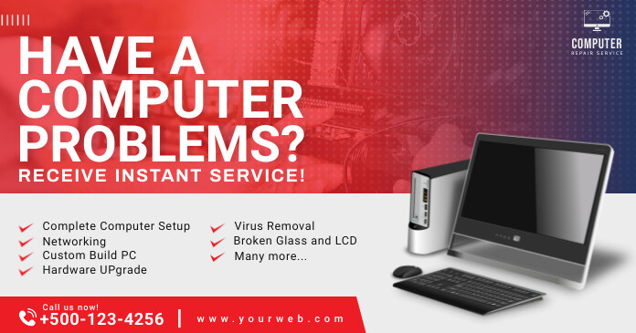 Computer Repair Facebook Shared Post. Template | PosterMyWall