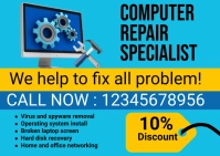 computer repair flyer Postcard template