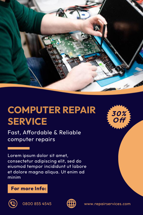 Computer Repairing Poster Computer repair flyer Template | PosterMyWall
