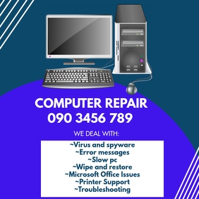 Computer Repair Ad Social Media Post Template | PosterMyWall