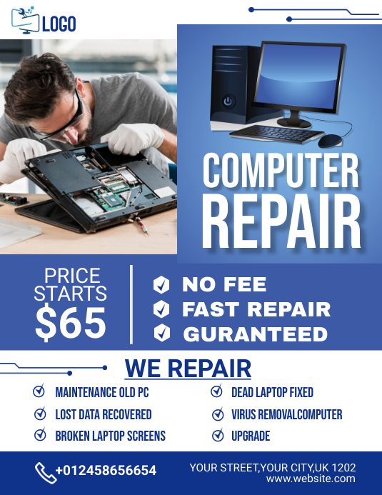 computer repair flyer Pamflet (VSA Brief) template