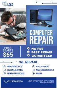 computer repair flyer Half Page Wide template