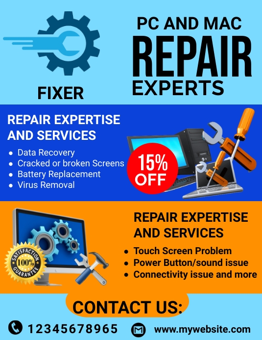 computer repair flyer Template | PosterMyWall