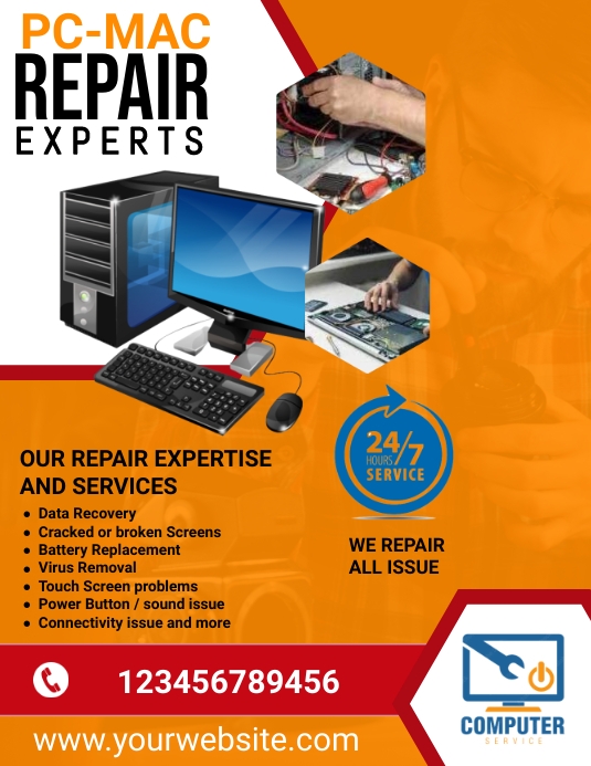 computer repair flyer Template | PosterMyWall