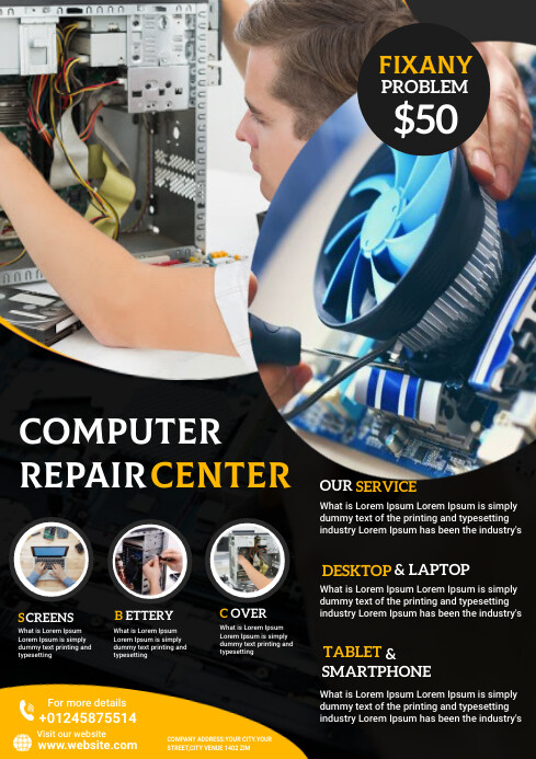 Pc Build Service Flyer Plantilla de Flyer de Reparación de Computadoras | PosterMyWall