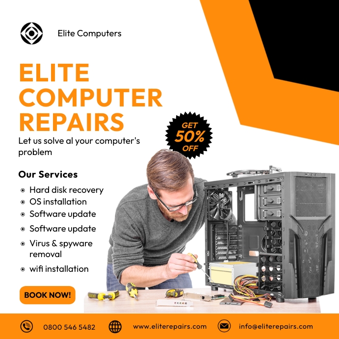 Plantilla de Computer repair flyer | PosterMyWall