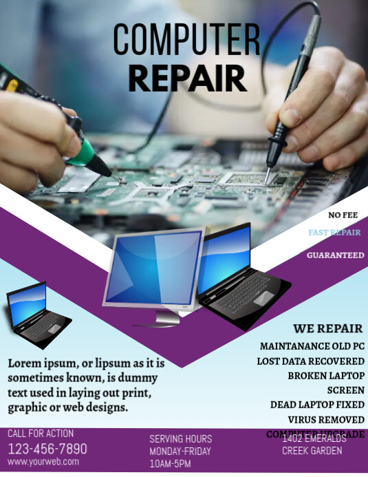 Computer Reparing Poster COMPUTER REPAIR FLYER DESIGN Template | PosterMyWall