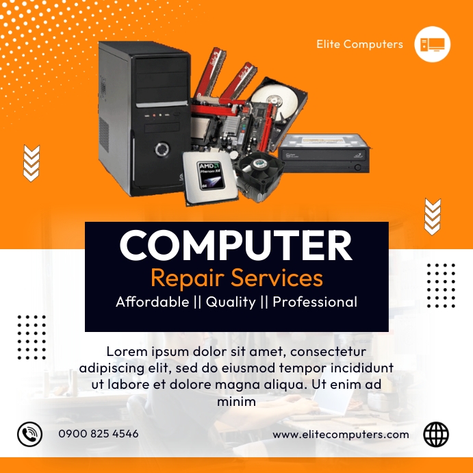 Computer Fixing Poster Computer Repair Poster Template