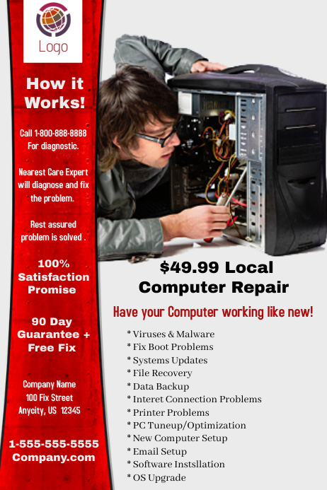 Computer Reparing Poster Computer Repair Template | PosterMyWall