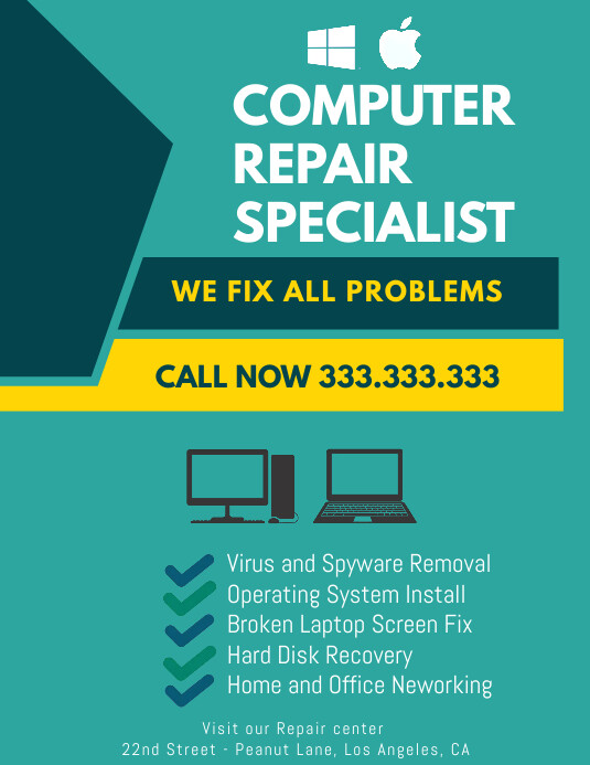 Computer Repair Flyer Template PosterMyWall