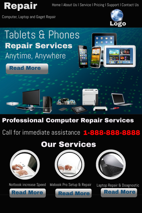 Computer Reparing Poster Computer Repair Template | PosterMyWall