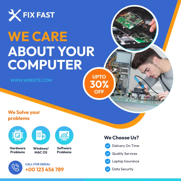 Computer Repair instagram post Template | PosterMyWall