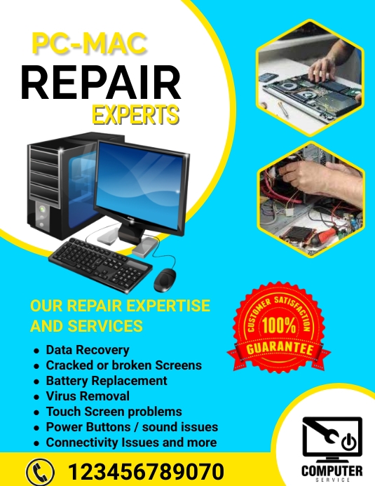 Copy of Computer repair logo,computer,laptop flyer | PosterMyWall