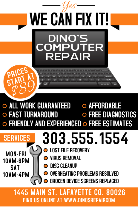 Computer Part Shop Poster Computer Repair Template | PosterMyWall