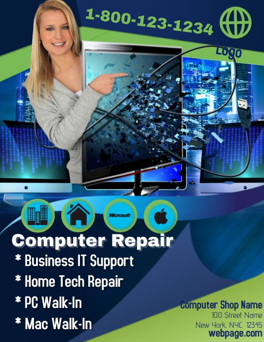 Computer Reparing Poster Copy of Computer Repair Template | PosterMyWall