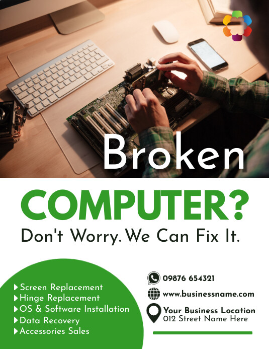computer repair poster template | PosterMyWall