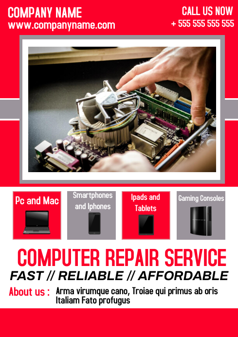 Computer Repair service advertisement a4 Template | PosterMyWall