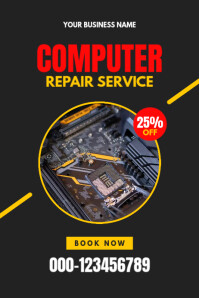 Computer Shop Service Sticker Computer Repair Service Template | PosterMyWall