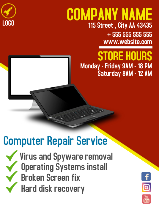 Computer Repair service flyer advertisement 2 Template | PosterMyWall