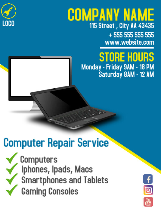Computer Repair service flyer advertisement Template | PosterMyWall