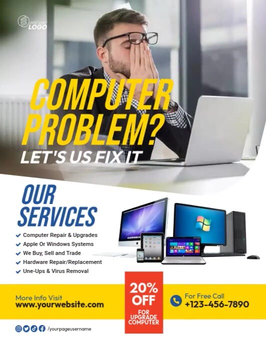 Computer Fix Flyer Computer Repair Service Flyer Template | PosterMyWall