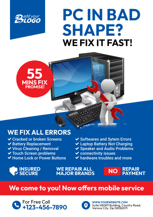 Computer Repair Service Flyer Template | PosterMyWall