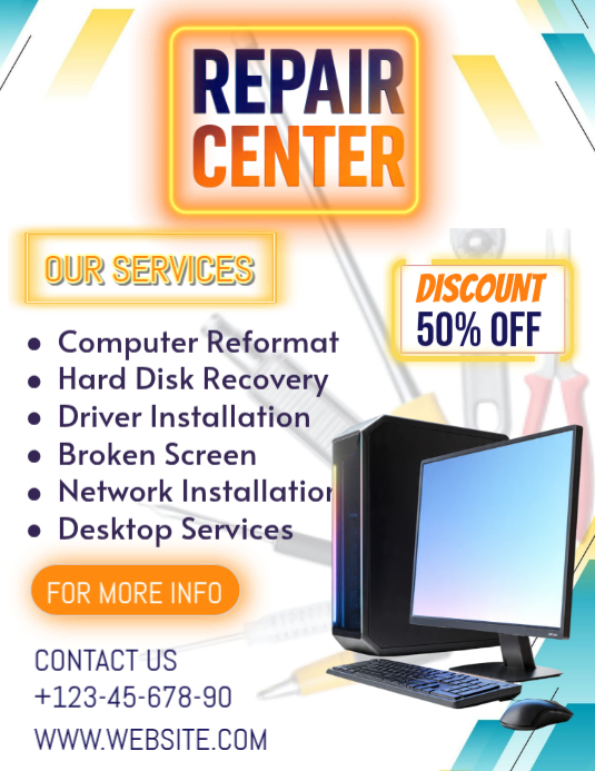 Computer Repair Services Flyers Template | PosterMyWall