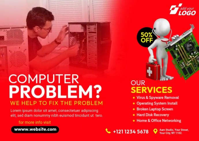 686 Computer Computer Repair Service Video Template เทมเพลต | PosterMyWall