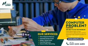 Computer Repair Services Ad for Reliable Laptop and Desktop Fixes Ibinahaging Larawan sa Facebook template