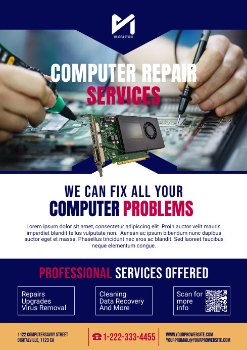 Plantilla de Computer Repair Services Flyer Ad | PosterMyWall