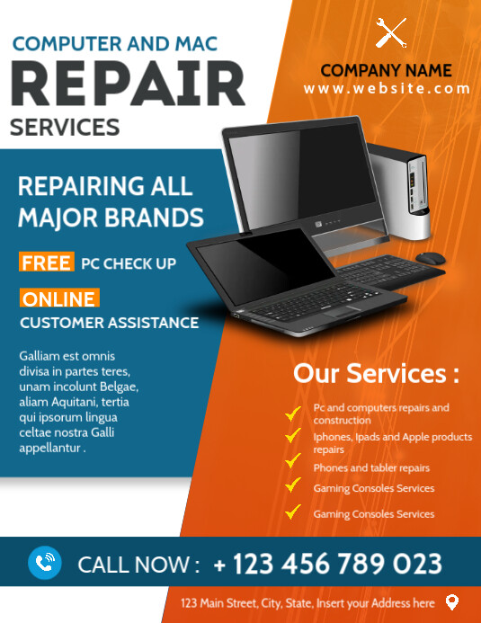 Copy of computer repair services flyer advertisement | PosterMyWall