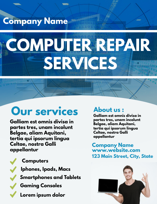 Computer Help Flyer Computer Repair services flyer design templat Template | PosterMyWall