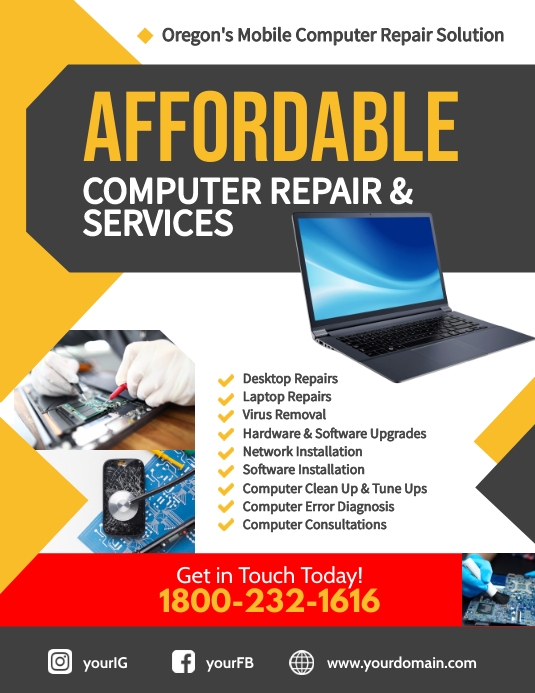 Computer repair services flyer template | PosterMyWall