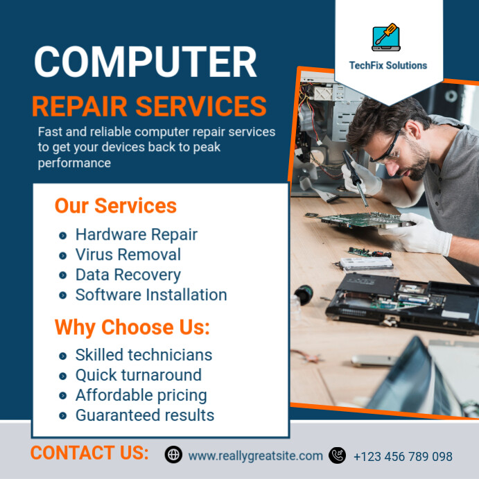 Computer Repaire Post Computer Repair Services Instagram Post Template | PosterMyWall