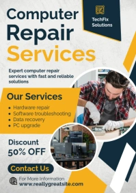 Computer Repair Services Poster Template A2