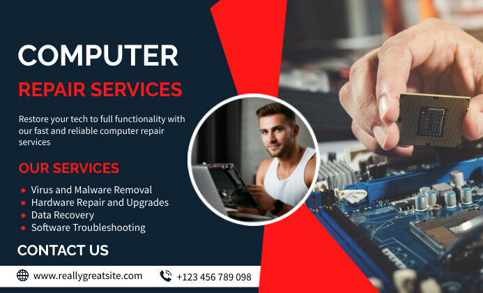 Copy of Computer Repair Services Poster Template Us L | PosterMyWall