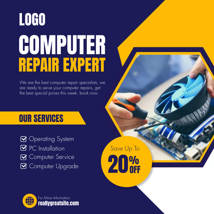 Computer Fixing Poster COMPUTER REPAIR SERVICES TEMPLATE | PosterMyWall