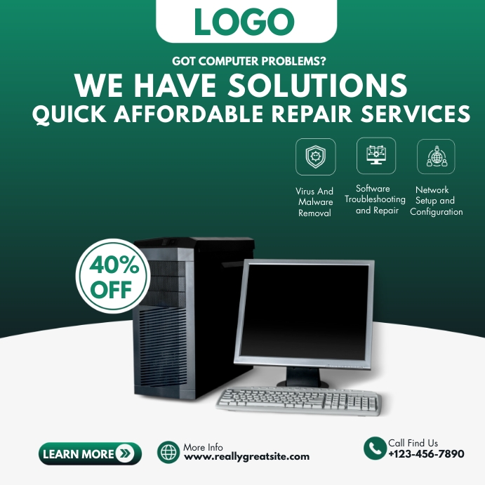 Copy of COMPUTER REPAIR SERVICES TEMPLATE | PosterMyWall