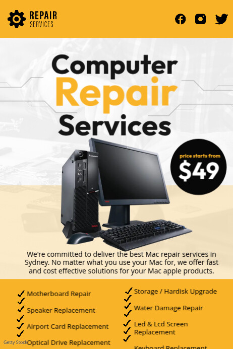 Computer Repairing Poster Computer Repair Shop Templat | PosterMyWall