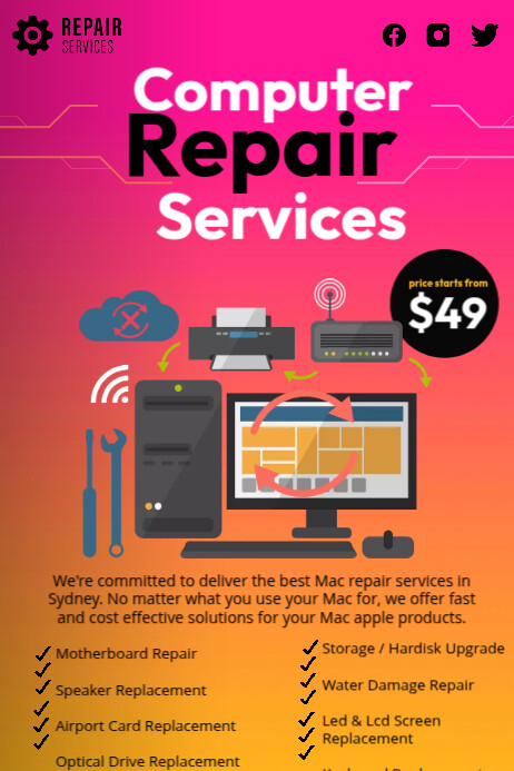 Computer Repair Shop Template | PosterMyWall