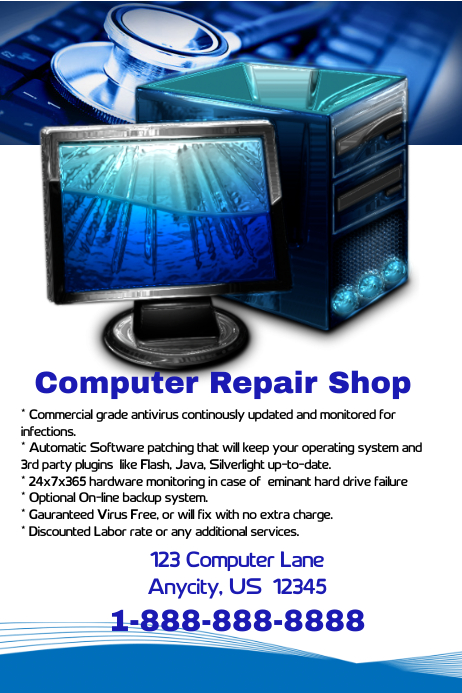 Computer Shop Service Sticker Copy of Computer Repair Shop Flyer | PosterMyWall