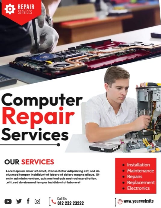 Computer Shop Poser Computer Repair Shop Services Template | PosterMyWall