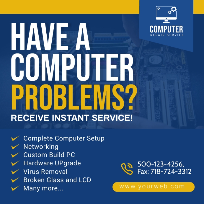 Computer Repair Social Media Post Template | PosterMyWall