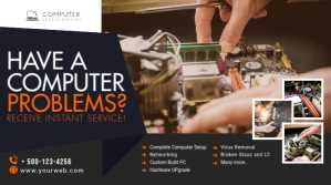 Computer Repair Twitter Post Banner template
