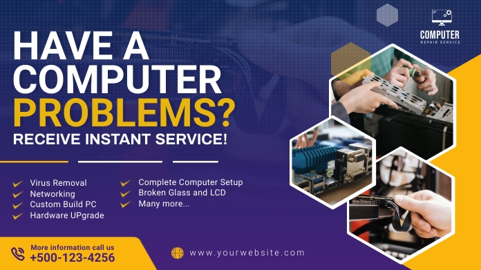 Marvi Computer Post Computer Repair Twitter Post Design Template | PosterMyWall