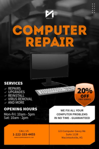 Zwart Computer Repair Services Poster Template