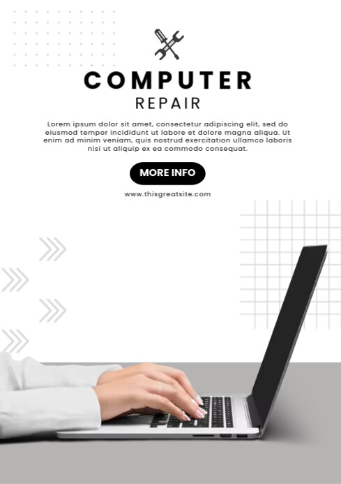 Computer Repair White & Black A4 template