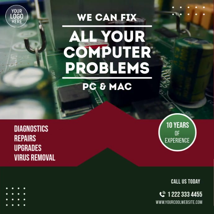 Computer Service & Repairs Video Ad Template | PosterMyWall