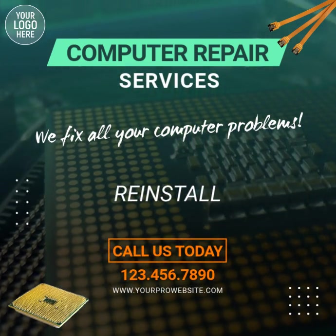 Computer Service & Repairs Video Ad Template | PosterMyWall
