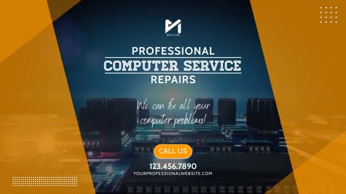 Computer Service & Repairs Video Ad Ekran reklamowy (16:9) template